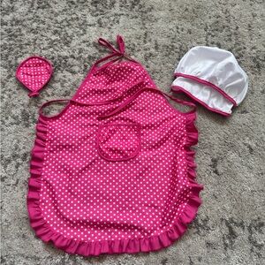 Pink Polka Dot Kids Apron Set